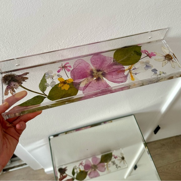 Other - Acrylic floating shelf with real hand picked and pressed flower design